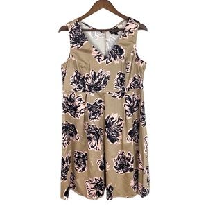 Lane Bryant Tan Floral Print Dress Size 14